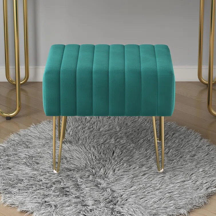 Quilted Velvet Vanity Stool