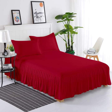 Frill Bedsheet - Red - 3 Pieces