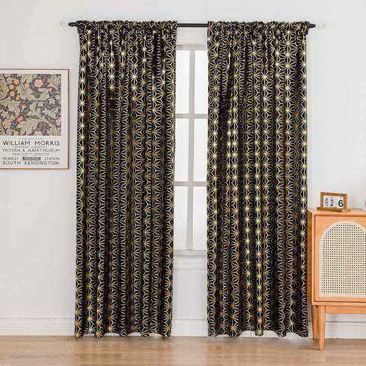 Luxury Cross Design Velvet Curtain - Black