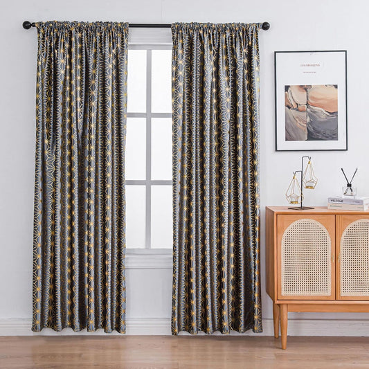 Luxury Cross Design Velvet Curtain - Grey