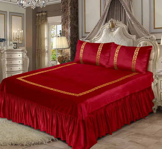 Emboss Velvet Bedsheet - Maroon