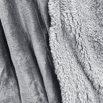 Super Soft Reversible Sherpa Fleece Blanket 350gsm - Grey
