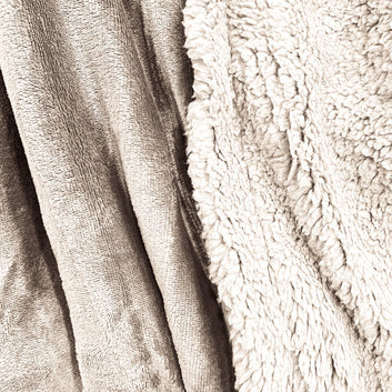 Super Soft Reversible Sherpa Fleece Blanket 350gsm - Beige