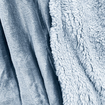 Super Soft Reversible Sherpa Fleece Blanket 350gsm - Blue