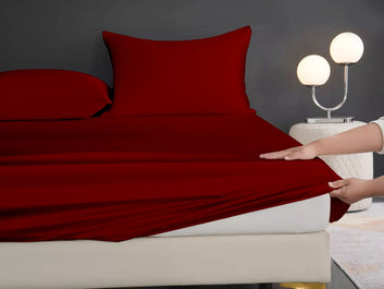 Silk Fitted Sheet - Maroon
