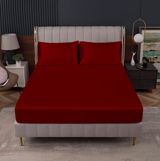 Silk Fitted Sheet - Maroon