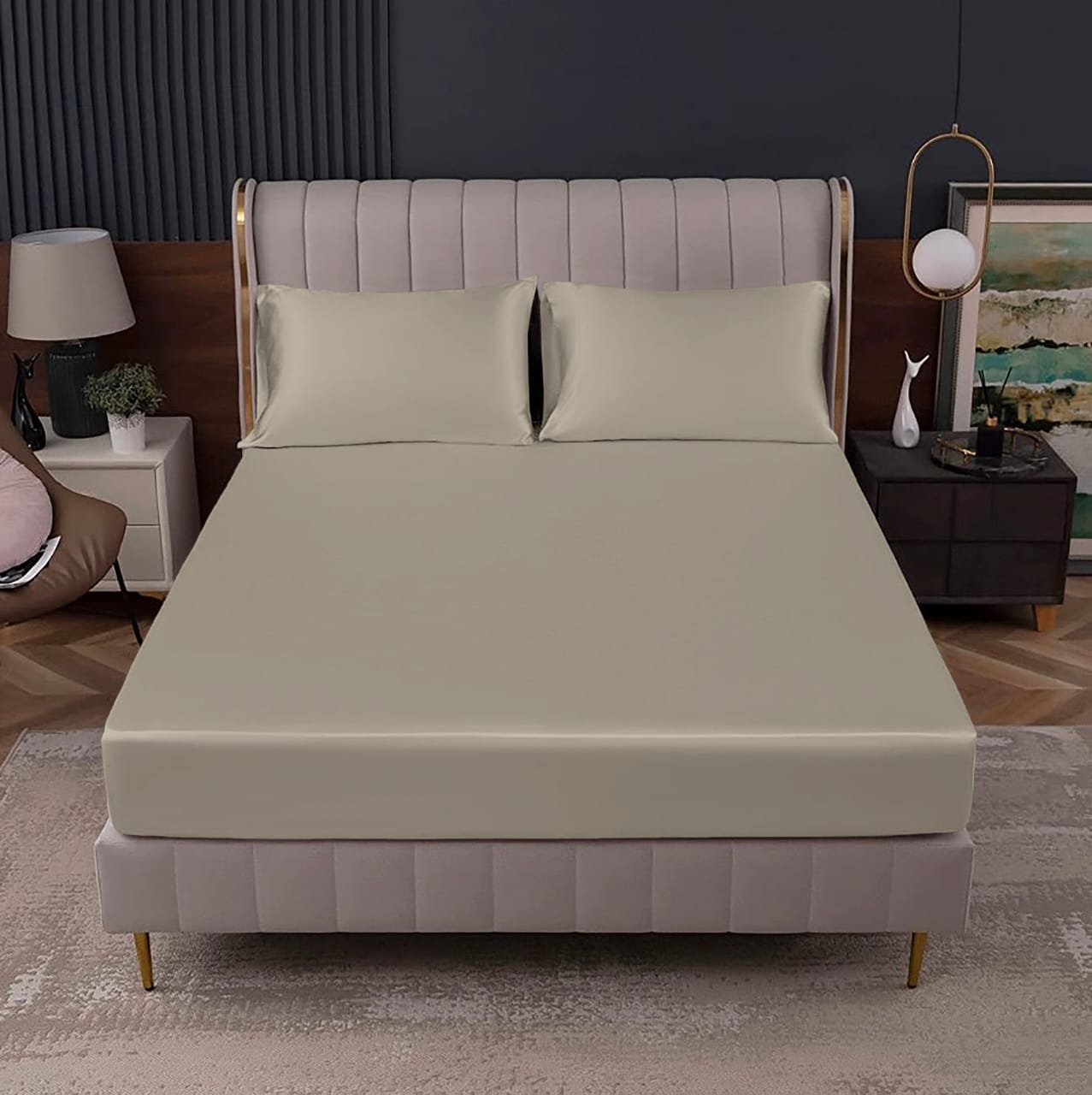 Silk Fitted Sheet - Grey