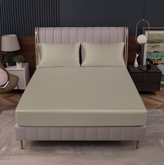 Silk Fitted Sheet - Grey
