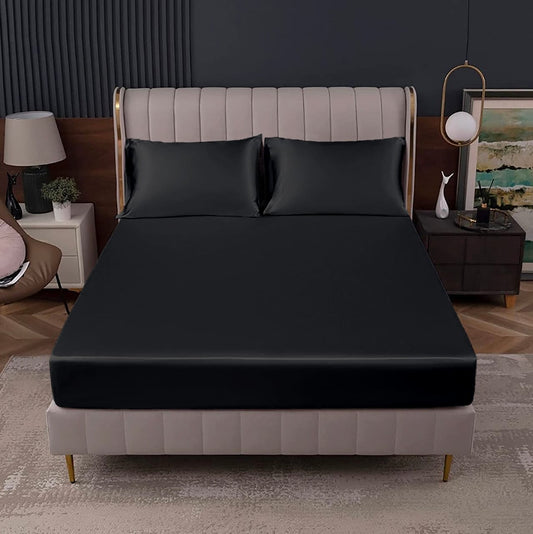 Silk Fitted Sheet - Black
