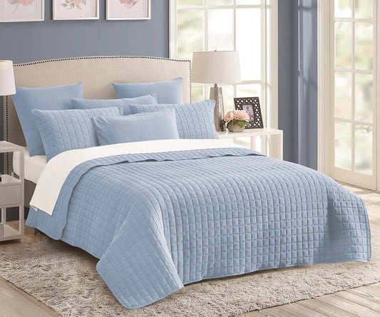 Diamond Quilted Bedspread _ Sky Blue
