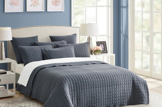 Diamond Quilted Bedspread _ Dark Grey