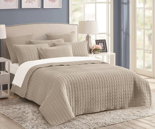 Diamond Quilted Bedspread _ Beige