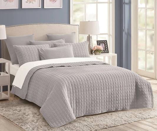 Diamond Quilted Bedspread _ Light Grey