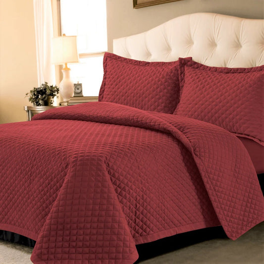 Diamond Quilted Bedspread _ Red