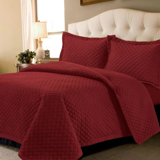 Diamond Quilted Bedspread _ Maroon
