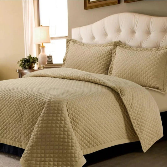 Diamond Quilted Bedspread _ Natural