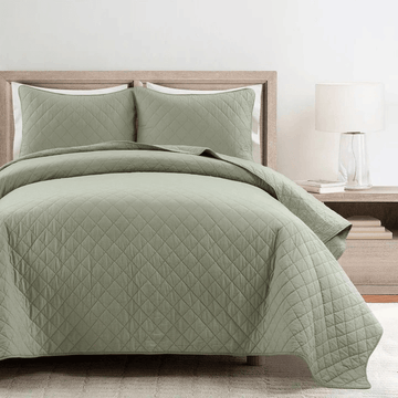 Diamond Quilted Bedspread _ Mint Green