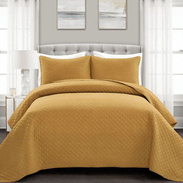 Diamond Quilted Bedspread _ Mustard