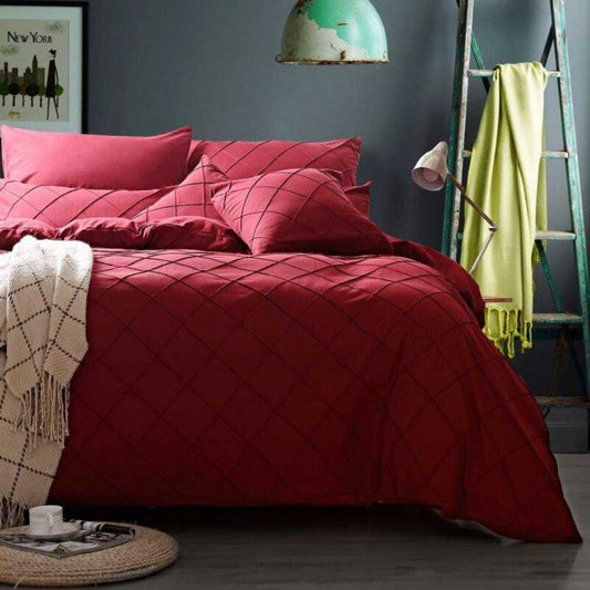 Luxury Cross Plated Duvet Set-Maroon
