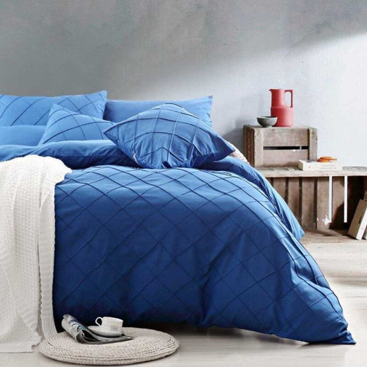 Luxury Cross Plated Duvet Set-Royal Blue