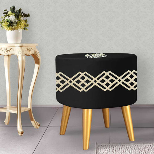 Round Wooden Stool With Polished Leg-50170