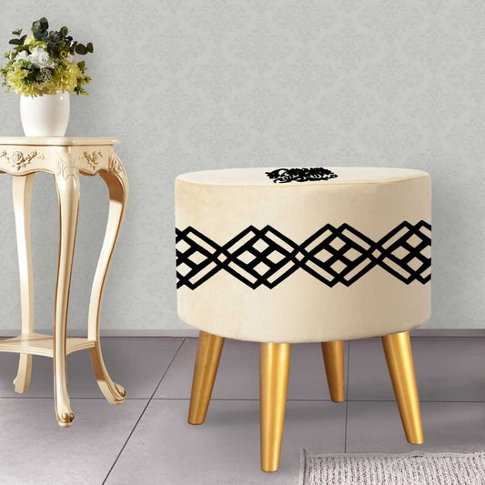 Round Wooden Stool With Polished Leg-50161
