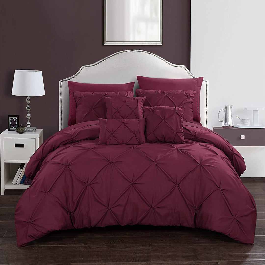 Pintuck Duvet Set - (Maroon)