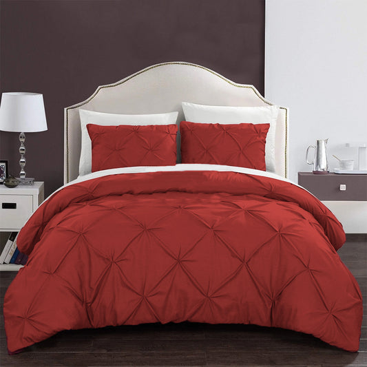 Pintuck Duvet Set - (Red)