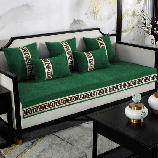 Luxury Velvet Embroidered Sofa Cover With Cushion Covers