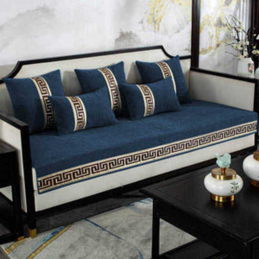 Luxury Velvet Embroidered Sofa Cover With Cushion Covers