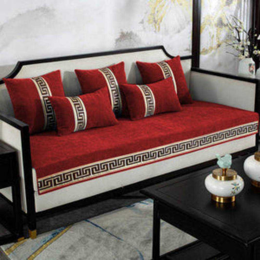 Luxury Velvet Embroidered Sofa Cover With Cushion Covers