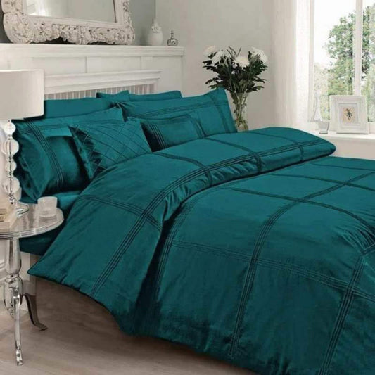 Luxury Pleated Duvet Set - Teal